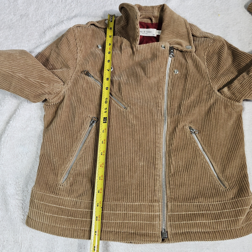 RAG & BONE Mercer Corduroy Moto Camel Cropped Jacket Womens Medium. - Picture 15 of 15